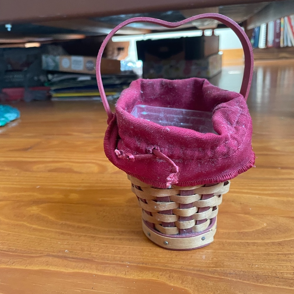 Basket with heart shaped handle.
